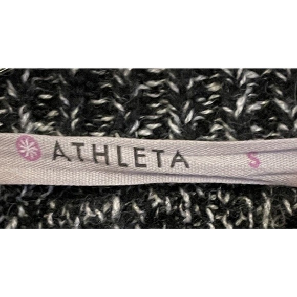 Athleta Wool Cashmere Sweater Size Small Black White Marled Asymmetrical Tunic - Picture 2 of 6